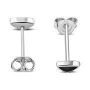 Black Onyx Small Triangle Stud Silver Earrings, e326